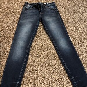 KanCan Blue Skinny Jeans with Faded Wash and Textured Denim